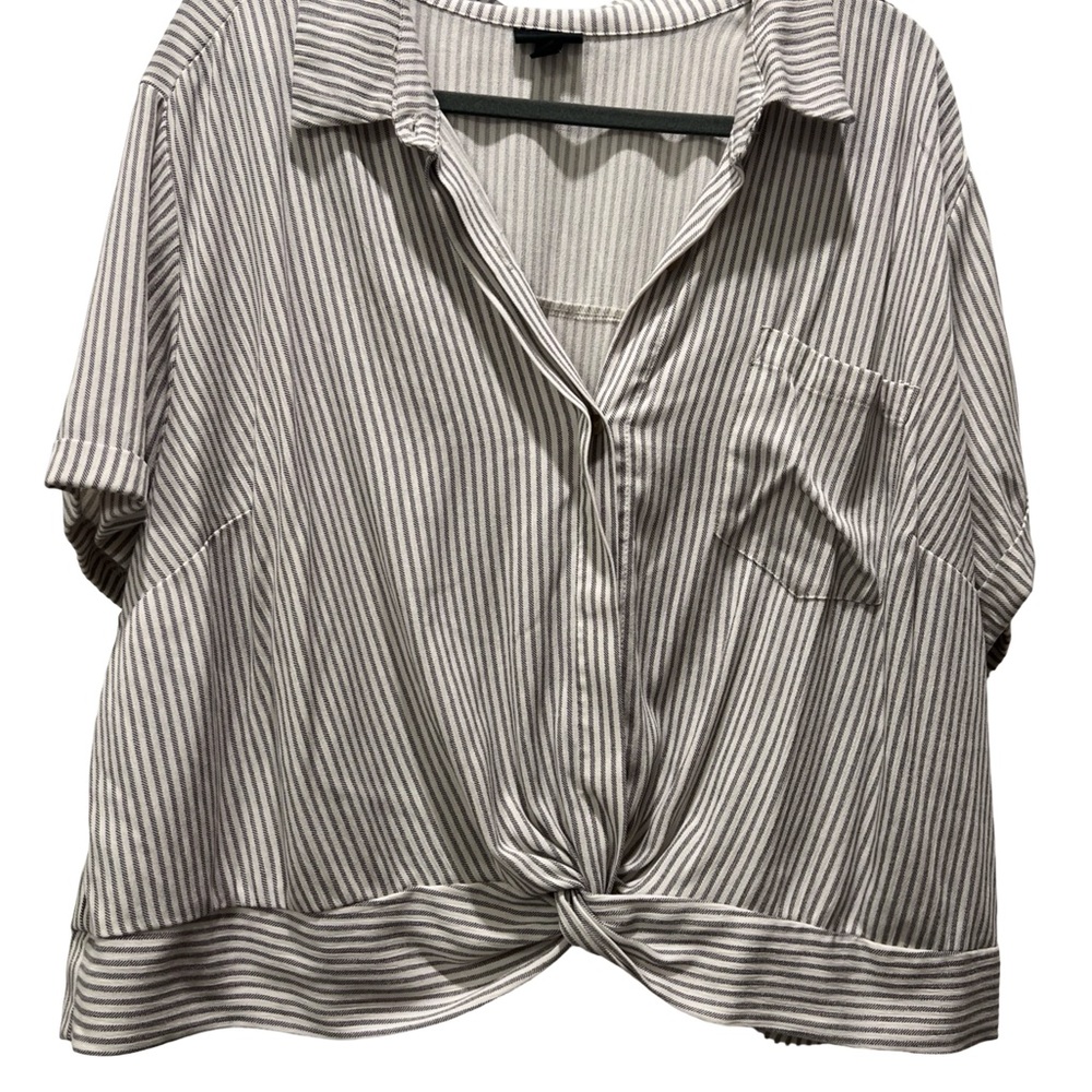 Torrid Navy and White Striped Blouse